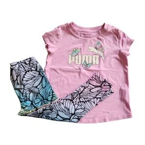 Puma Top + Pants Set Size 3T Multi Pink Butterfly